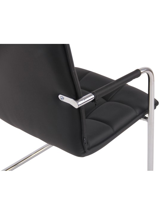 Kreslo pre návštevy Gandia z umelej kože chróm, čierna