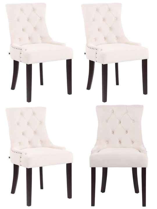 Sada 4 jedálenských stoličiek Aberdeen velvet antique, krémová