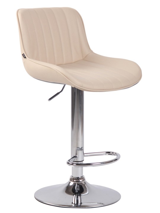 Barová stolička Lentini z umelej kože chróm, krémová