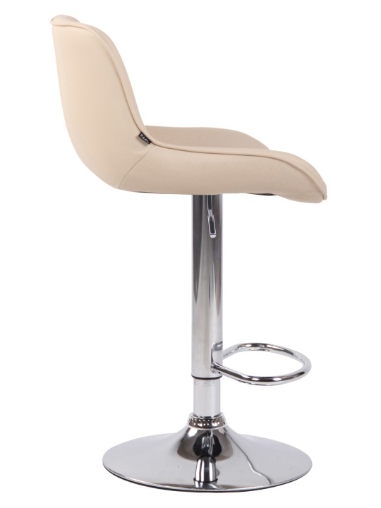 Barová stolička Lentini z umelej kože chróm, krémová