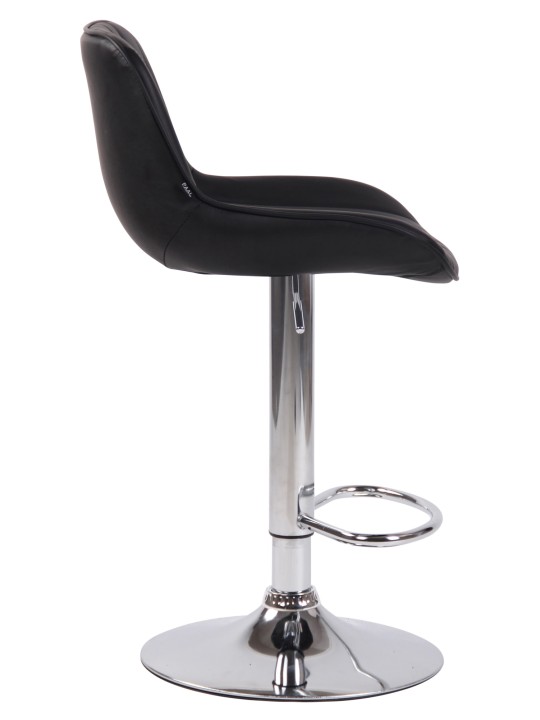 Barová stolička Lentini z umelej kože chróm, čierna