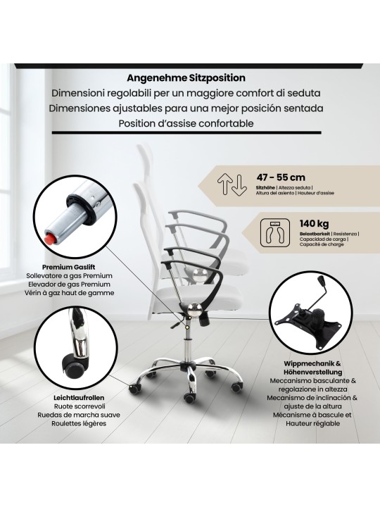 Kancelárska stolička Washington, biela