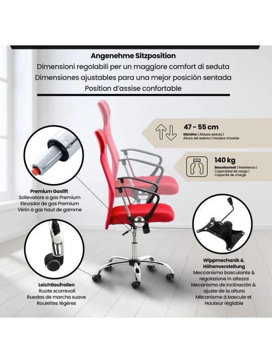 Kancelárska stolička Washington, červená