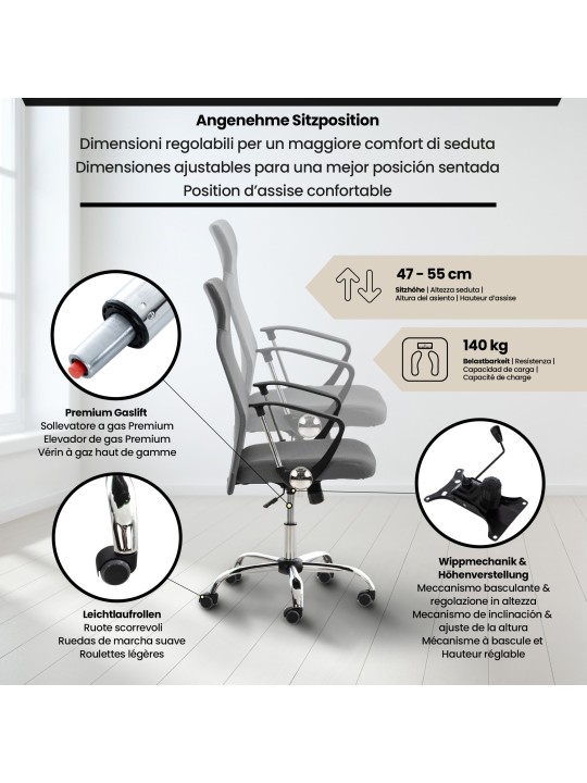 Kancelárska stolička Washington, sivá