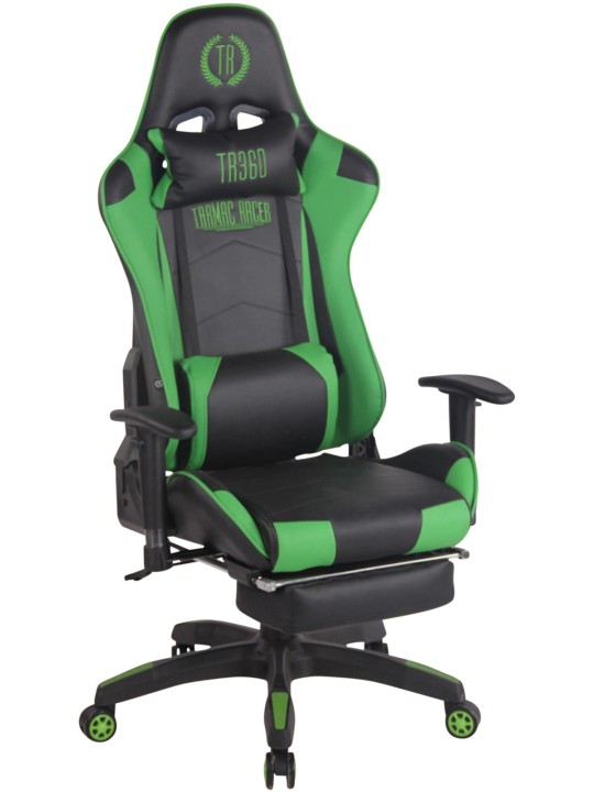 Závodná kancelárska stolička Turbo s opierkou nôh, čierna/zelená