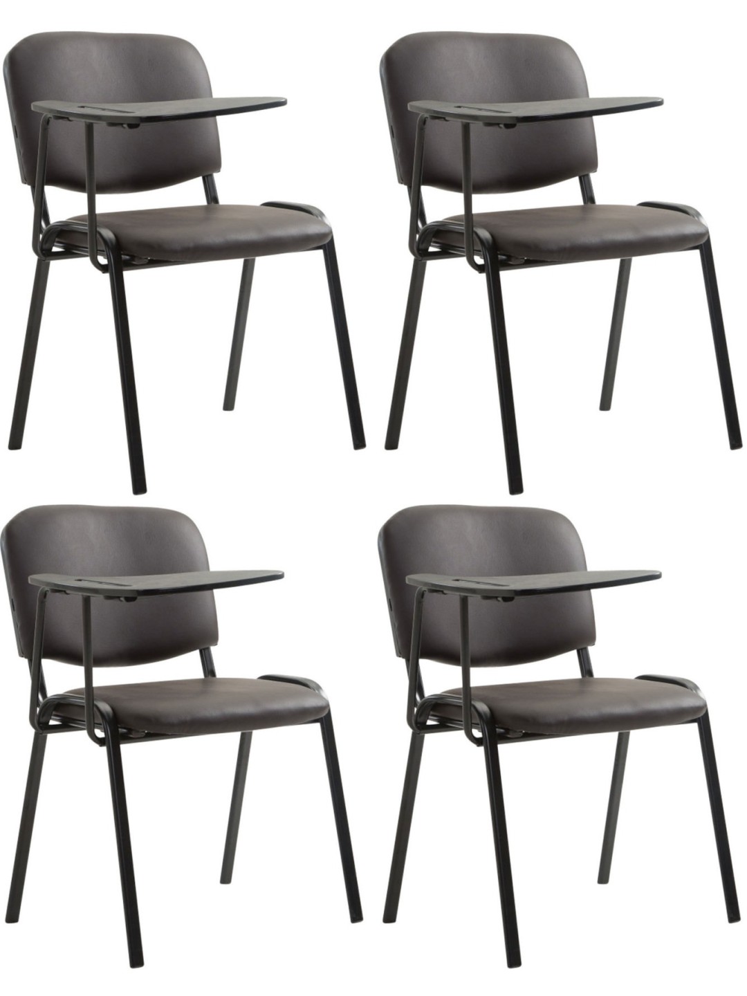 Sada 4 stoličiek Ken so skladacím stolom z umelej kože, hnedá