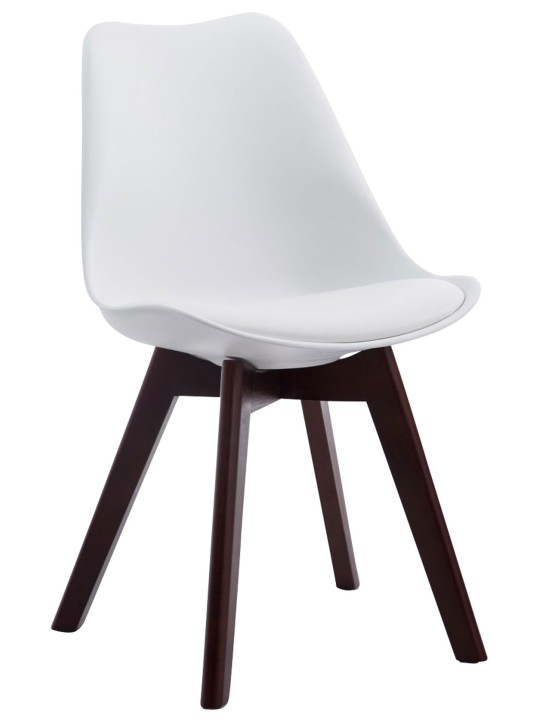 Sada 4 návštevníckych stoličiek Borneo V2 orech imitácia kože, biela