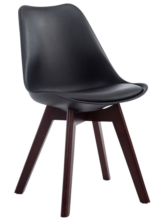 Sada 4 návštevníckych stoličiek Borneo V2 orech imitácia kože, čierna