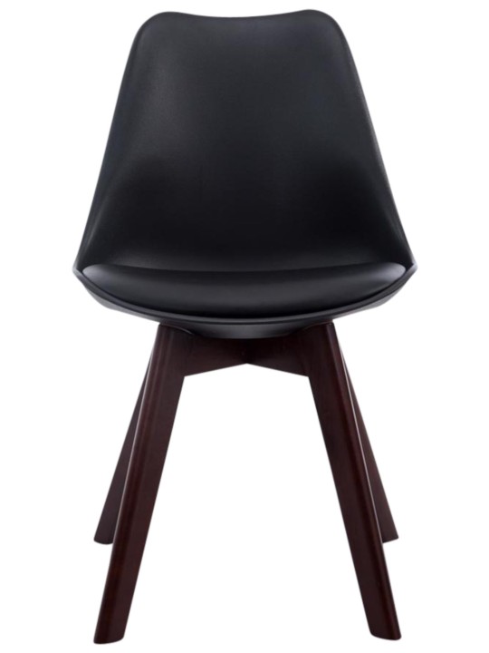 Sada 4 návštevníckych stoličiek Borneo V2 orech imitácia kože, čierna