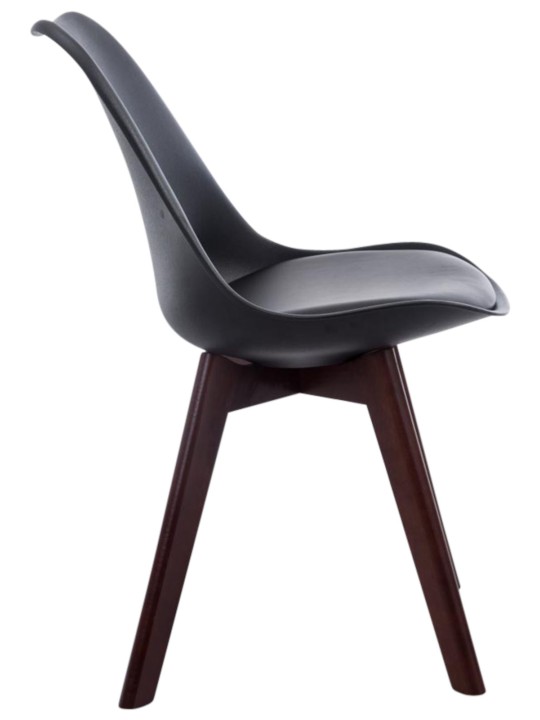 Sada 4 návštevníckych stoličiek Borneo V2 orech imitácia kože, čierna