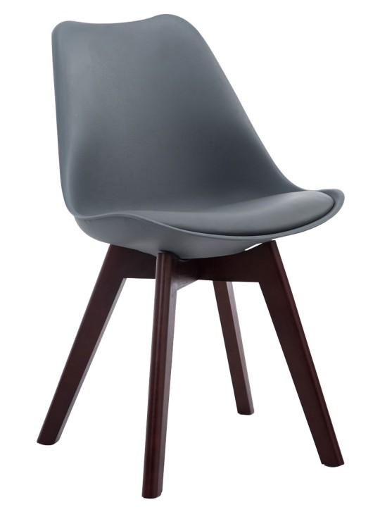 Sada 4 návštevníckych stoličiek Borneo V2 orech imitácia kože, sivá