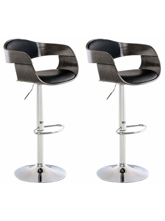 Sada 2 barových stoličiek Kingston C z umelej kože, čierna/sivá