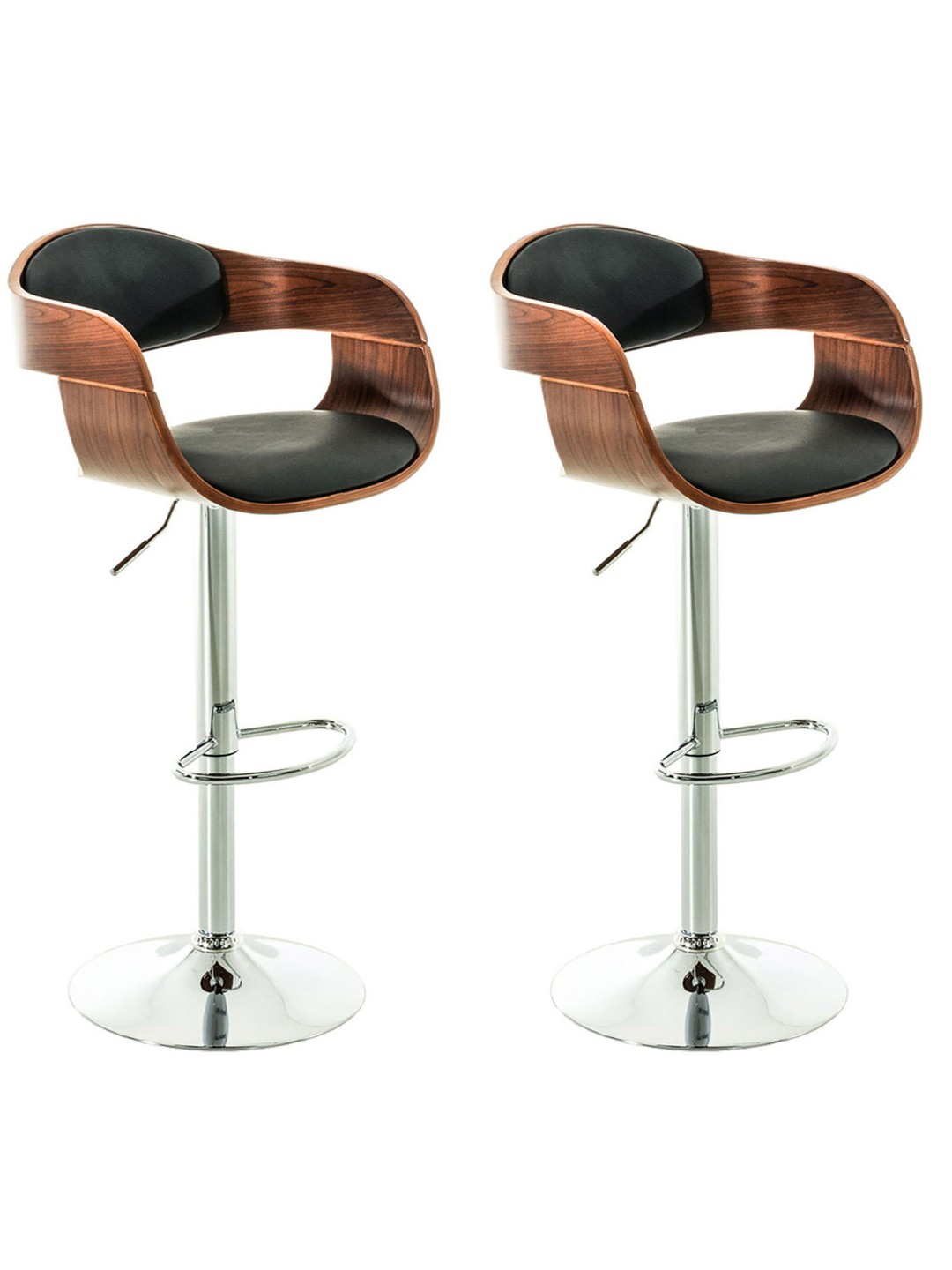 Sada 2 barových stoličiek Kingston C z umelej kože, orech/čierna