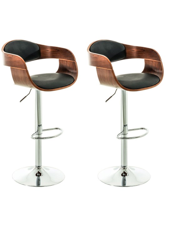 Sada 2 barových stoličiek Kingston C z umelej kože, orech/čierna