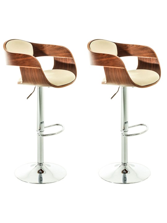 Sada 2 barových stoličiek Kingston C z umelej kože, orech/krémová