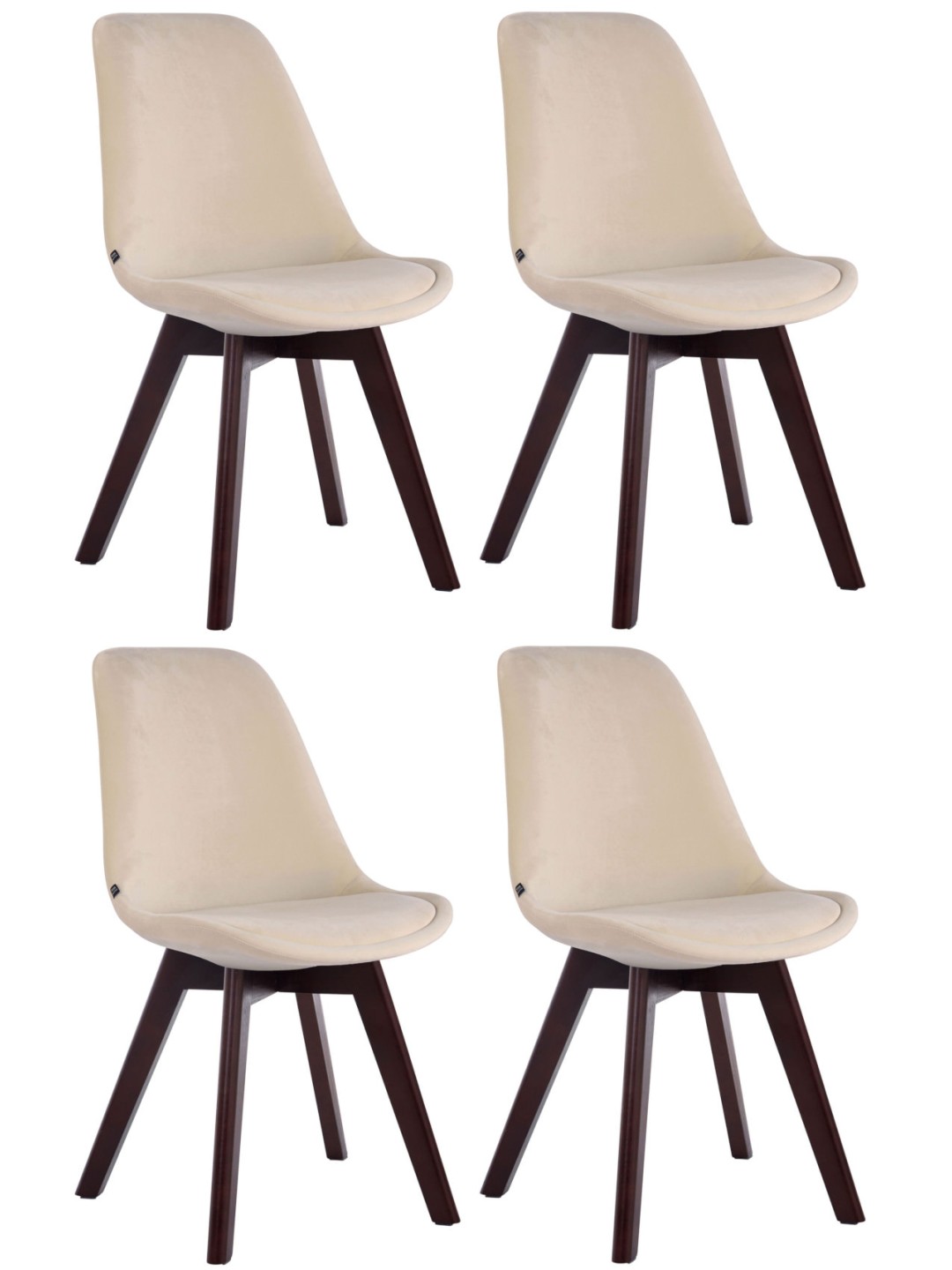 Sada 4 návštevníckych stoličiek Borneo V2 zamat orech, krémová