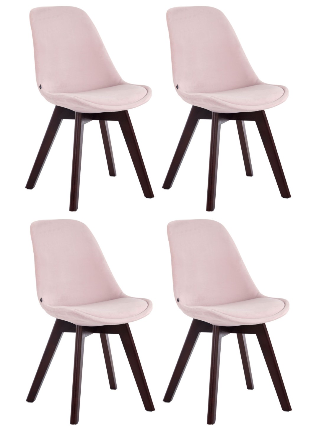 Sada 4 návštevníckych stoličiek Borneo V2 zamat orech, ružová