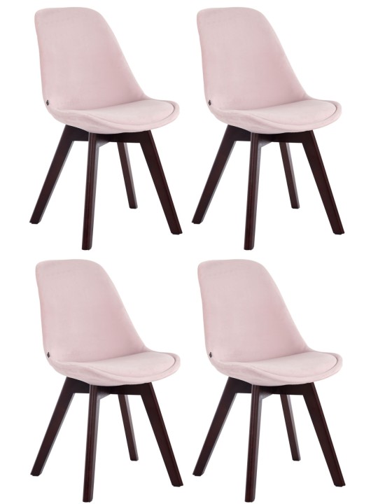 Sada 4 návštevníckych stoličiek Borneo V2 zamat orech, ružová
