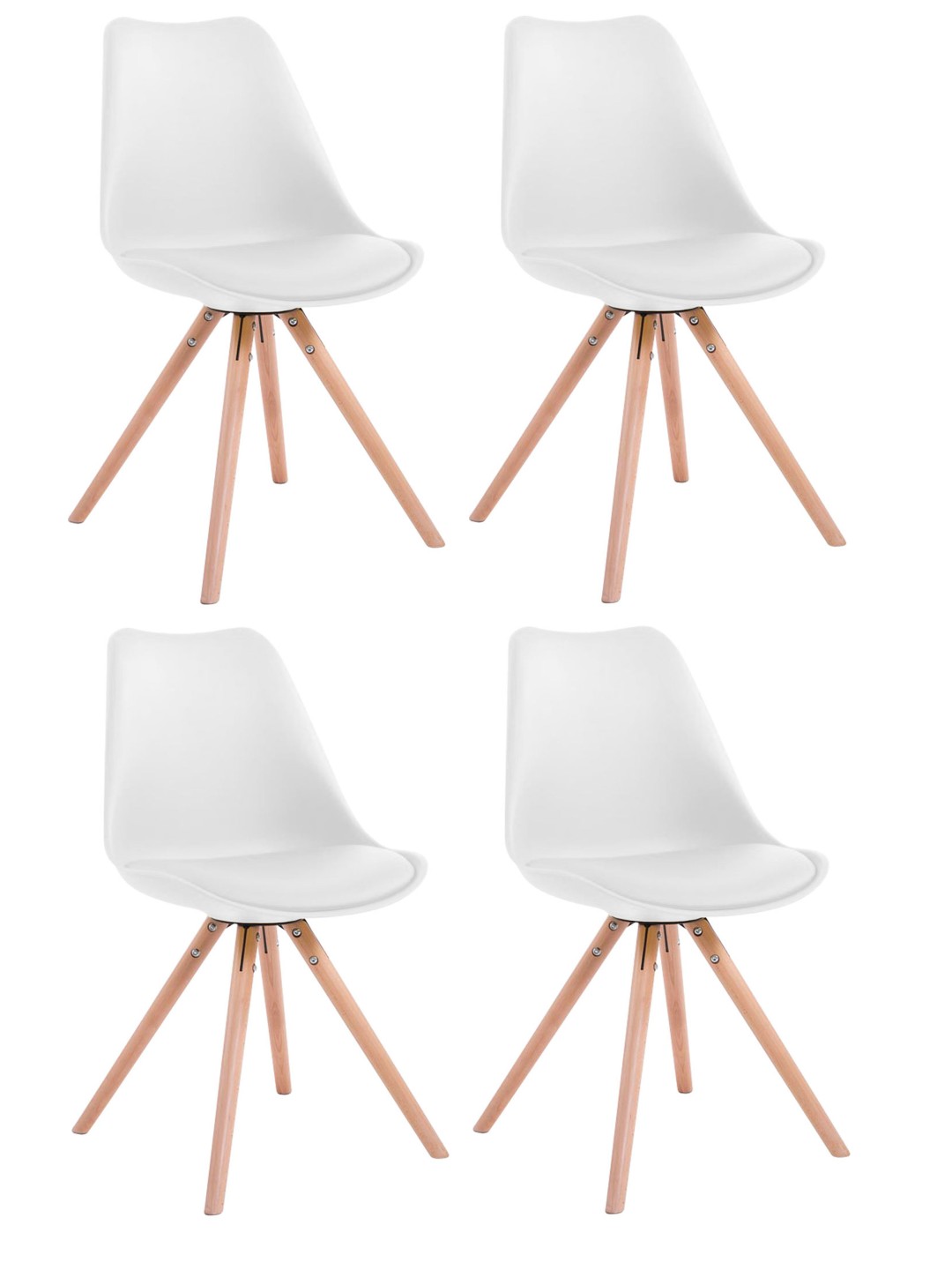 Sada 4 stoličiek z umelej kože Toulouse okrúhle prírodné, biela