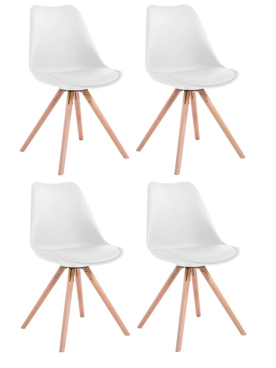 Sada 4 stoličiek z umelej kože Toulouse okrúhle prírodné, biela