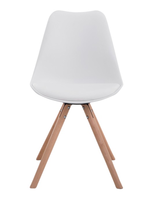 Sada 4 stoličiek z umelej kože Toulouse okrúhle prírodné, biela