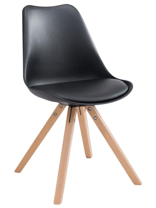 Sada 4 stoličiek Toulouse Faux Leather Natura Square, čierna