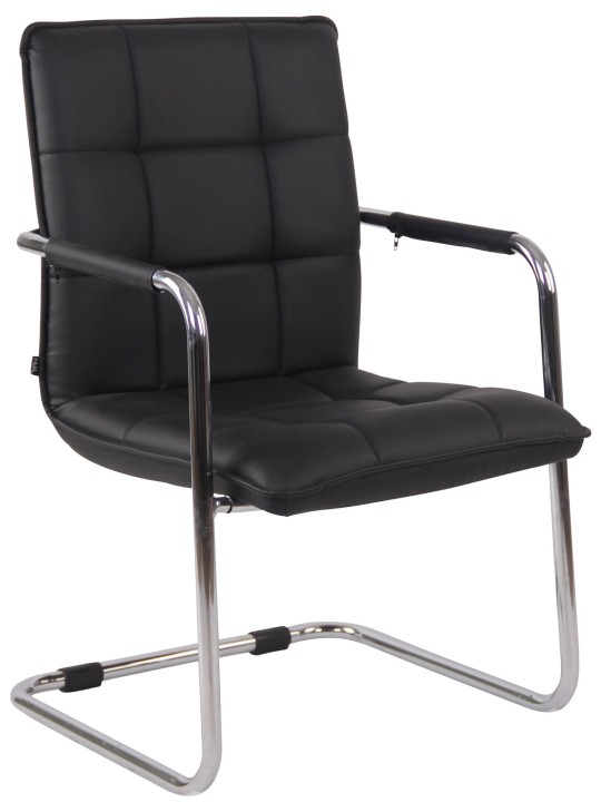 Súprava 2 návštevníckych stoličiek Gandia z umelej kože chróm, čierna