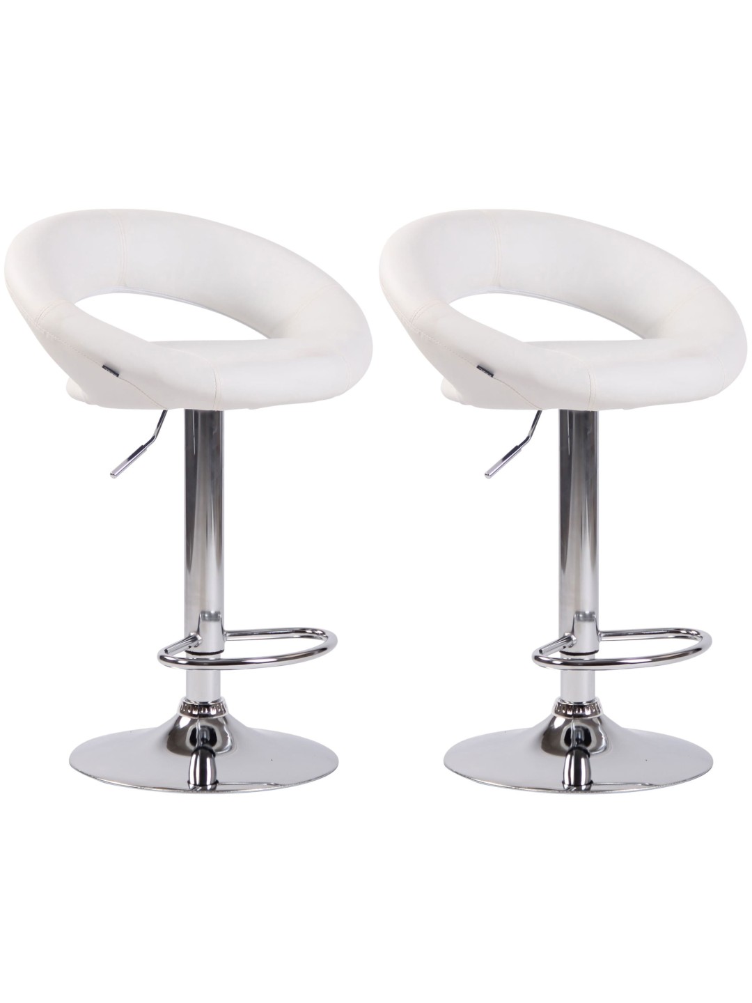 Sada 2 barových stoličiek Olinda umelá koža chróm, biela
