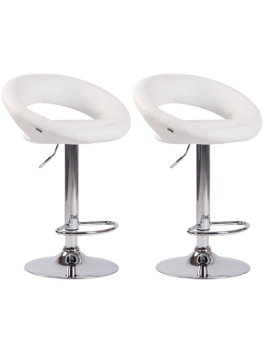 Sada 2 barových stoličiek Olinda umelá koža chróm, biela
