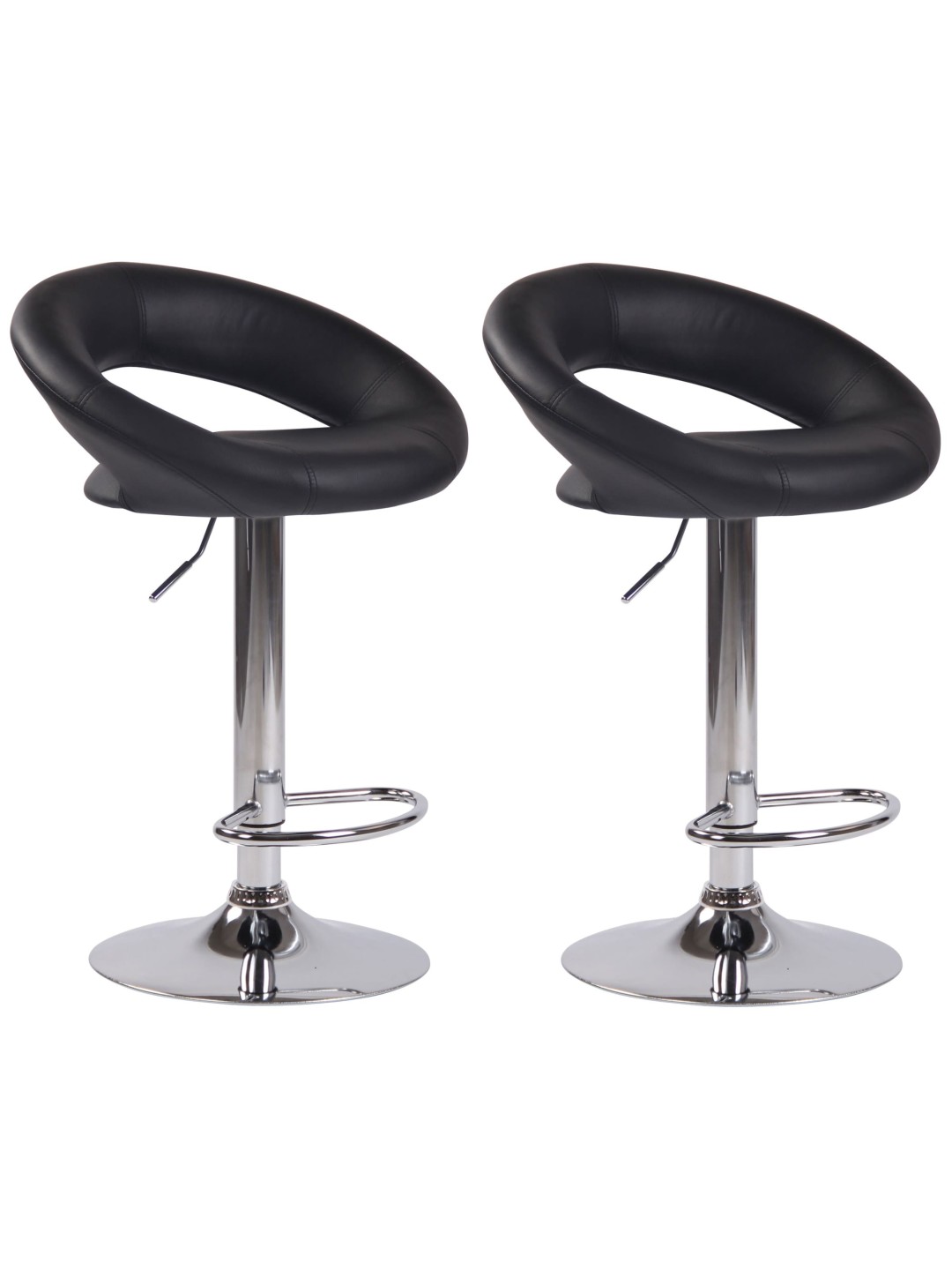 Sada 2 barových stoličiek Olinda umelá koža chróm, čierna