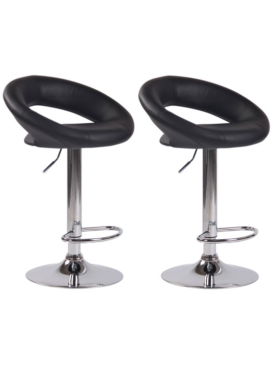 Sada 2 barových stoličiek Olinda umelá koža chróm, čierna