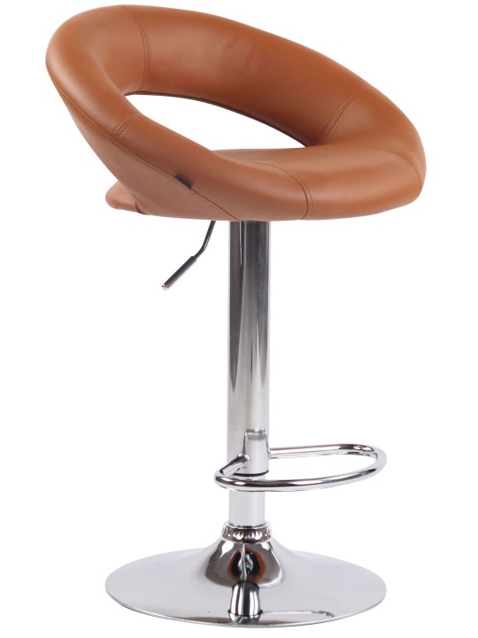 Sada 2 barových stoličiek Olinda umelá koža chróm, svetlohnedá
