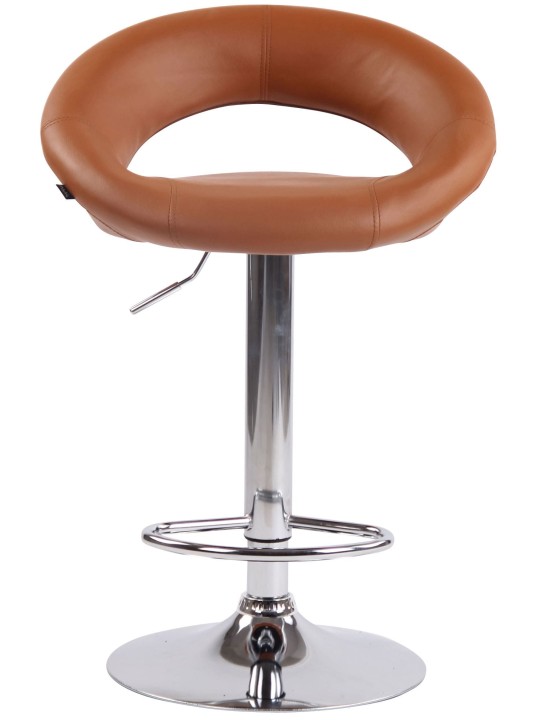 Sada 2 barových stoličiek Olinda umelá koža chróm, svetlohnedá