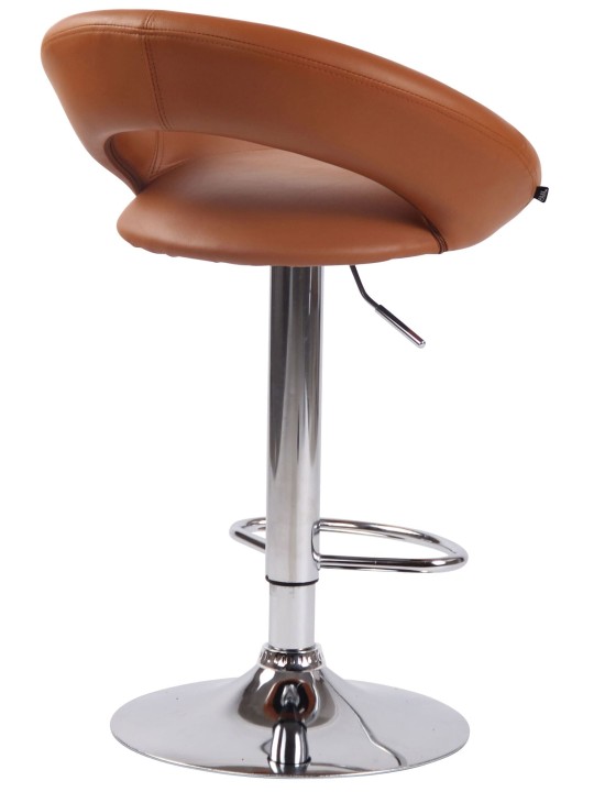 Sada 2 barových stoličiek Olinda umelá koža chróm, svetlohnedá