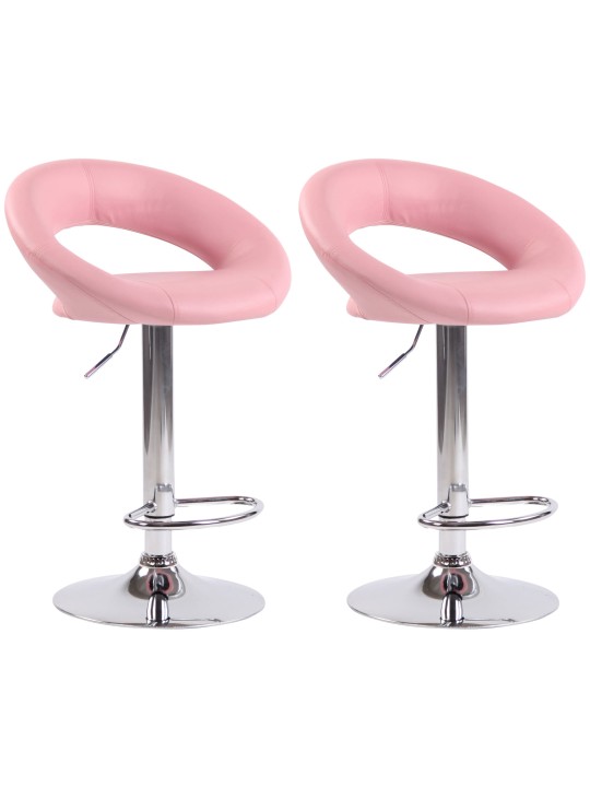 Sada 2 barových stoličiek Olinda umelá koža chróm, ružová