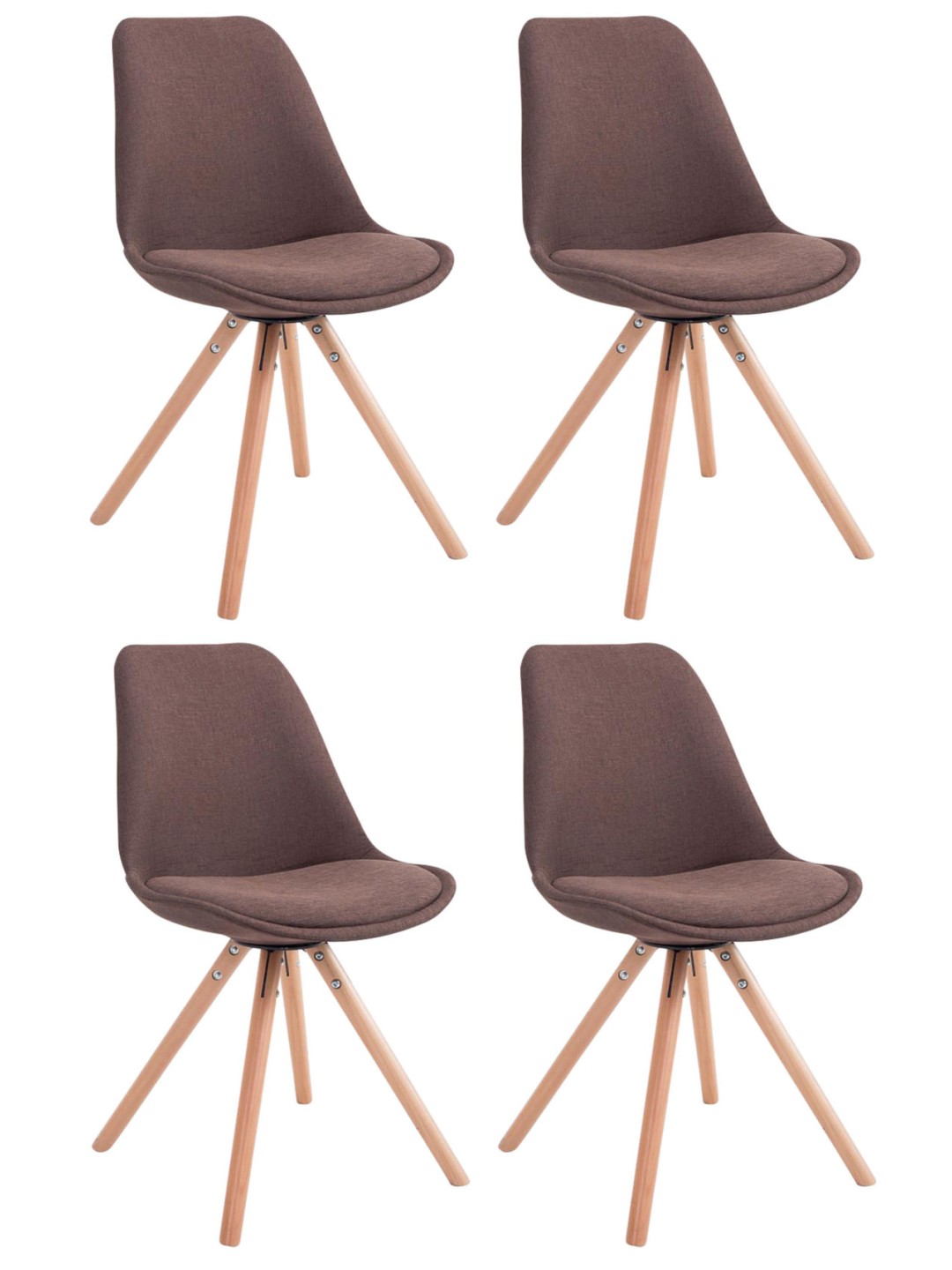 Sada 4 stoličiek Toulouse Fabric Natura Round, hnedá