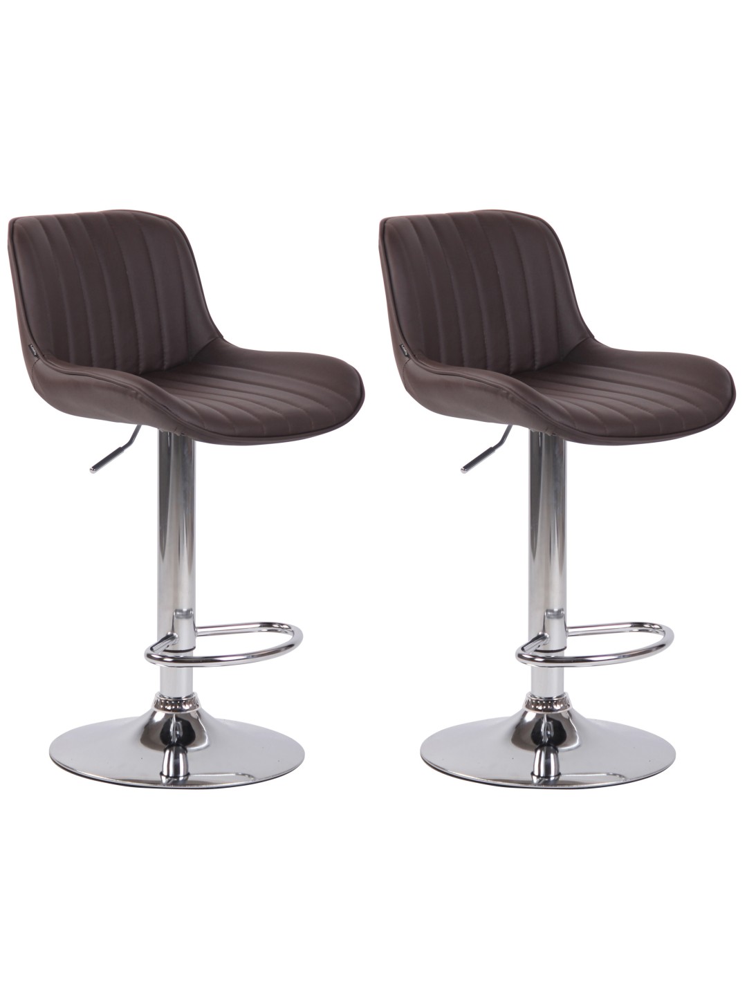 Sada 2 barových stoličiek Lentini z umelej kože chróm, hnedá
