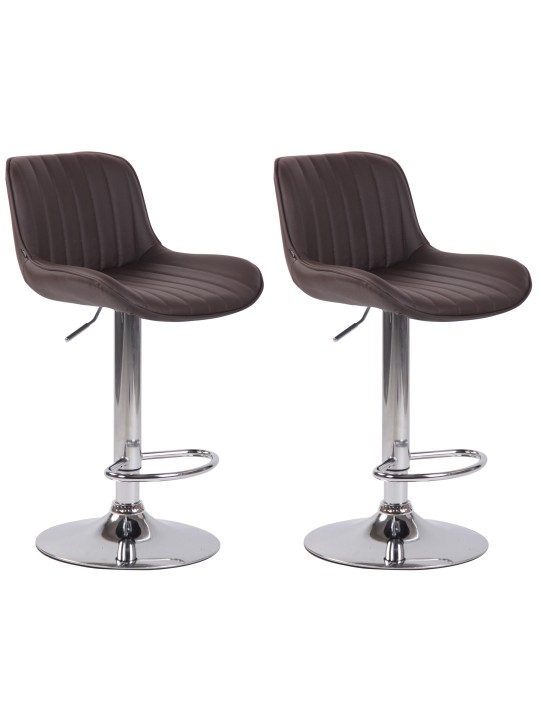 Sada 2 barových stoličiek Lentini z umelej kože chróm, hnedá