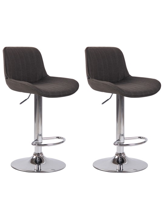 Sada 2 barových stoličiek Lentini látka chróm, tmavosivá