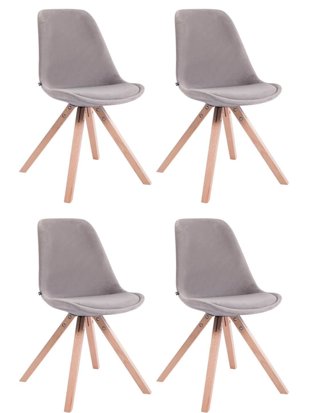 Sada 4 stoličiek Toulouse velvet square natura, sivá