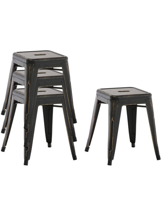 Sada 4 ks taburetiek Armin, čierna-zlatá