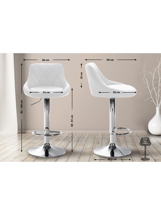 Barová stolička Lazio umelá koža chróm, biela