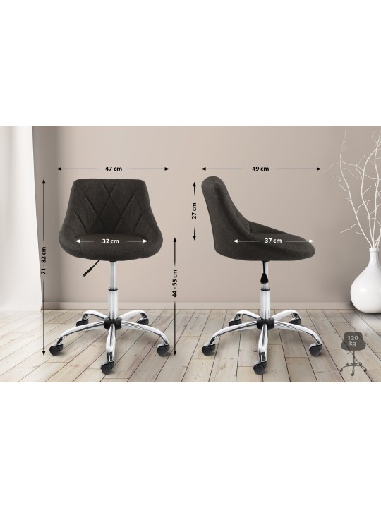 Pracovná stolička Lazio látka, tmavosivá