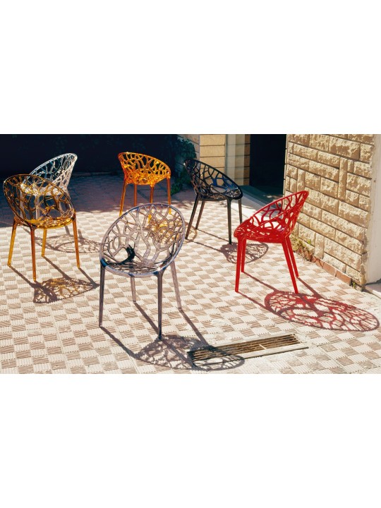 SET 2 stohovacích stoličiek CRYSTAL, jantárová