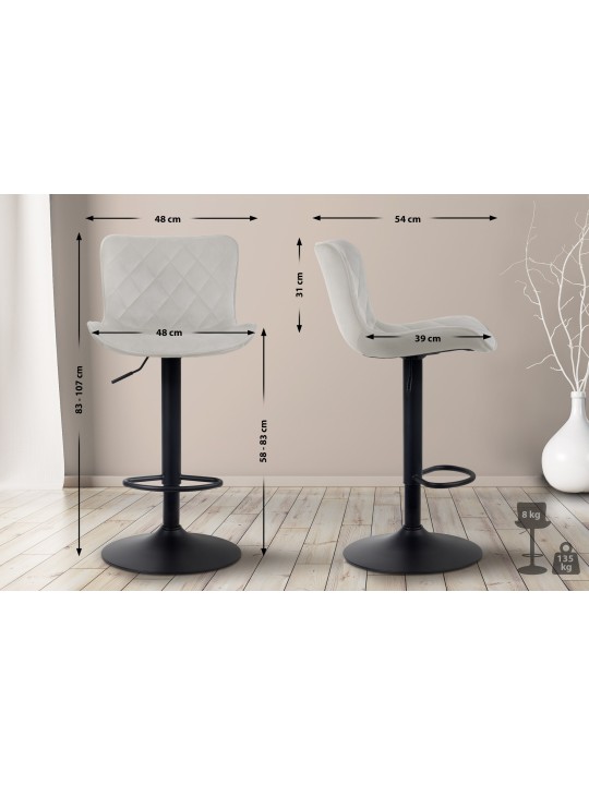 Sada 2 barových stoličiek Emma velvet, krémová