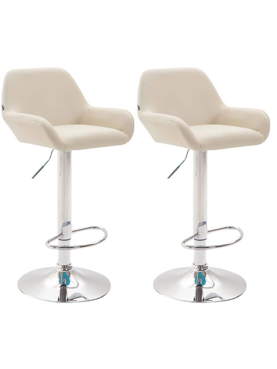 Sada 2 barových stoličiek Braga umelá koža chróm, krémová