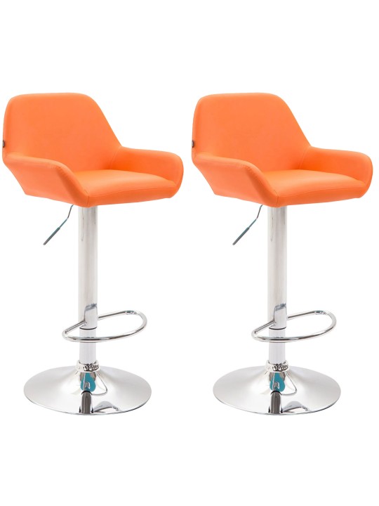 Sada 2 barových stoličiek Braga umelá koža chróm, oranžová