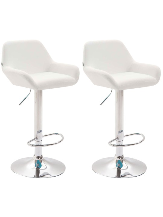 Sada 2 barových stoličiek Braga umelá koža chróm, biela