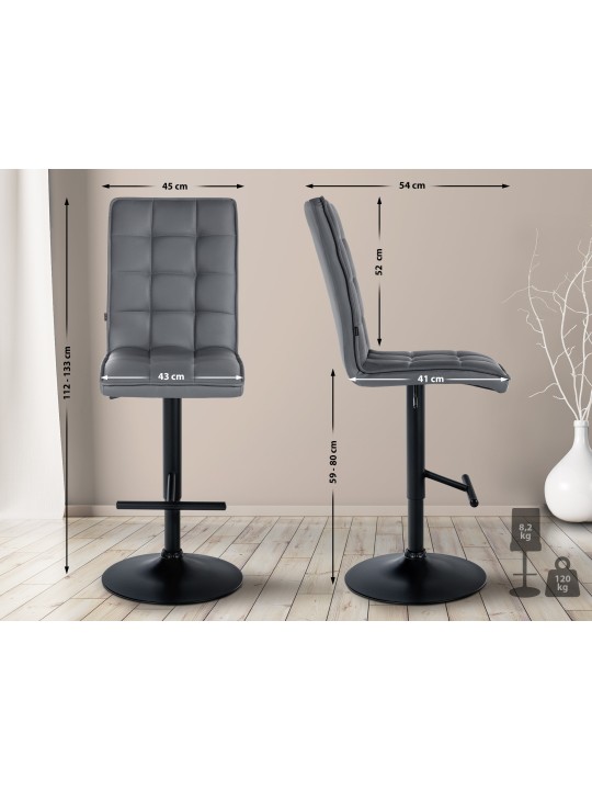 Barová stolička Peking V2 umelá koža, sivá