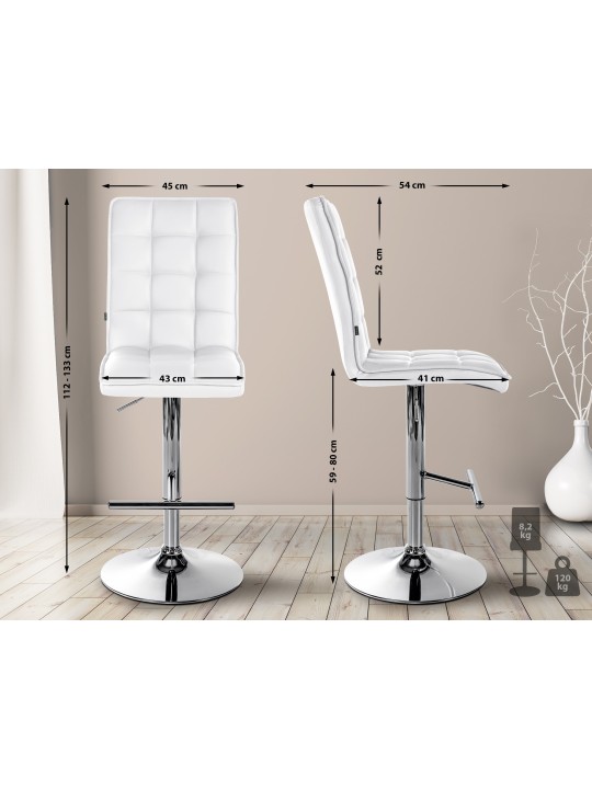 Barová stolička Peking V2 umelá koža chróm, biela